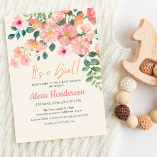 Invitation Jolie aquarelle fleurie boho chic baby shower fill