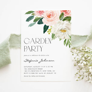 Invitation Jolie aquarelle Fleurs de Jardin Fête