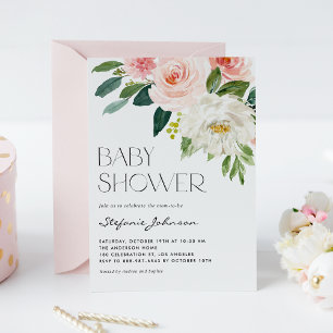 Invitation Jolie aquarelle Fleurs Jardin Baby shower