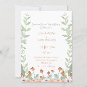 Invitation Jolie aquarelle florale Mariage de script moderne