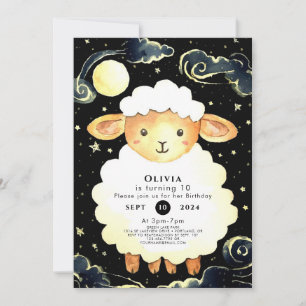 Invitation Jolie Aquarelle Mouton Anniversaire