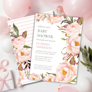 Invitation Jolie aquarelle Peony Garden Flowers Baby shower