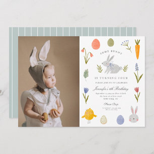 Invitation Jolie aquarelle Petite carotte de lapin Anniversai