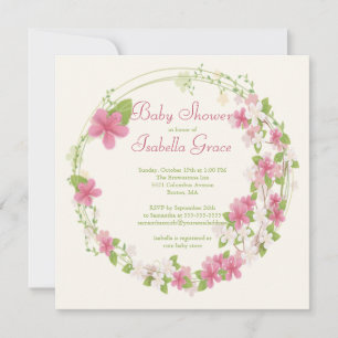 Invitation Jolie aquarelle rose Baby shower de couronne de fl
