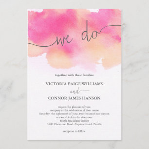 Invitation Jolie aquarelle rose rose Mariage