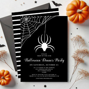Invitation Jolie araignée noir et blanc Soirée d'Halloween