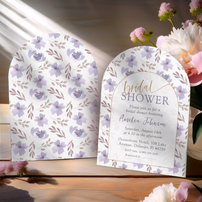 Invitation Jolie arched mariage floral violet Shower   (Créateur téléchargé)