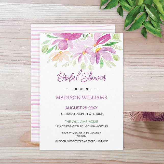 Invitation Jolie art aquarelle florale d'été (Créateur téléchargé)