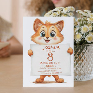 Invitation Jolie Baby Fox et Signal Anniversaire de enfant Pa