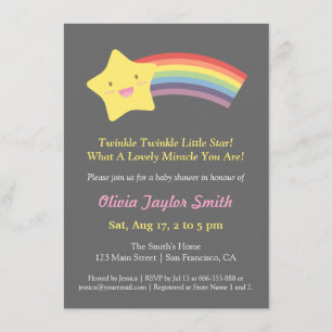 Invitation Jolie Baby Shower Berceuse Petite Étoile