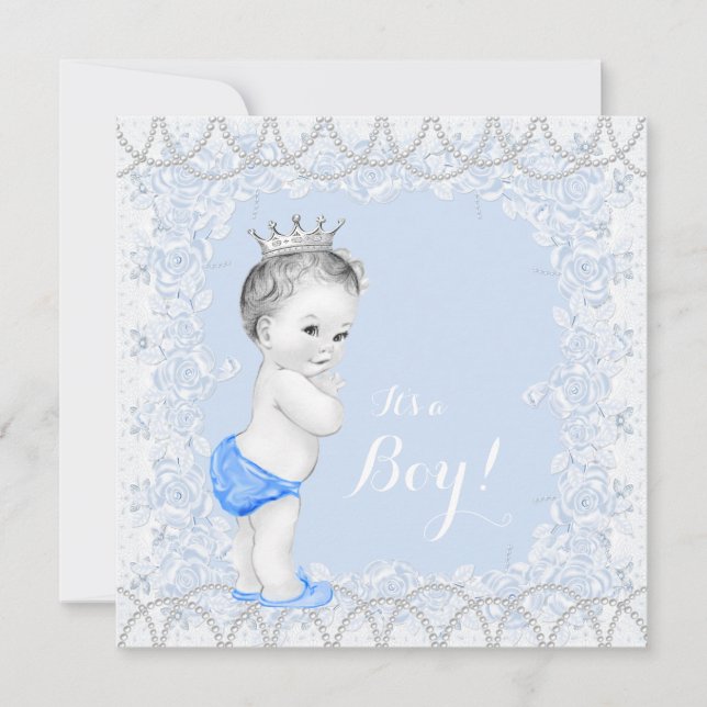 Invitation Jolie Baby Shower Bleu Perle Bébé (Devant)