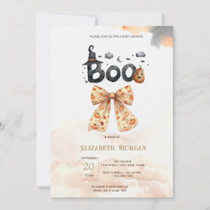 Invitation Jolie Baby Shower d'Automne Citrouilles et Nœud Pa