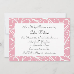 Invitation Jolie Baby shower de tourbillons rose
