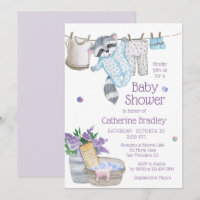 Jolie Baby Shower Fête de Bébé Raton Laveur Lessiv