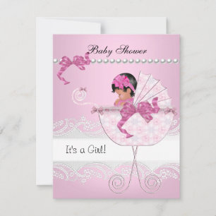 Invitation Jolie Baby Shower Mignonne Bébé Fille Rose Vintage