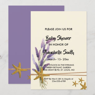 Invitation jolie Baby shower simple d'étoiles de mer