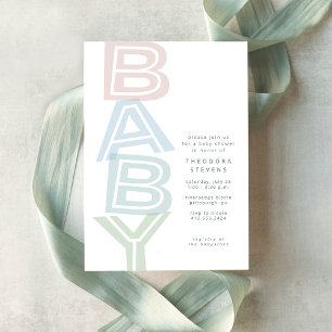 Invitation Jolie baby shower simple pastel
