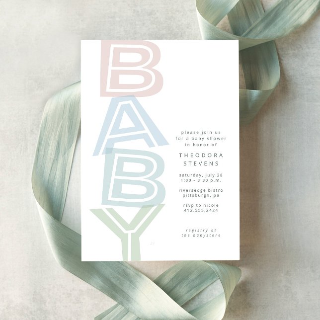 Invitation Jolie baby shower simple pastel (Créateur téléchargé)