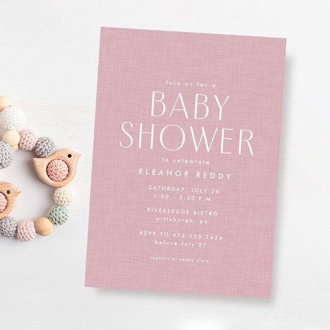 Invitation Jolie baby shower simple rose (Créateur téléchargé)