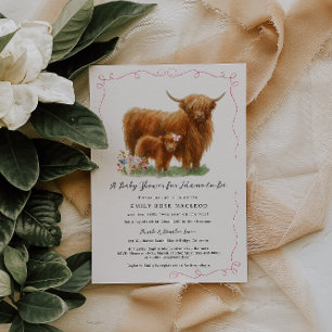 Invitation Jolie Baby Shower Vache des Highlands