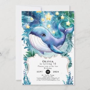 Invitation Jolie baleine marine colorée Anniversaire