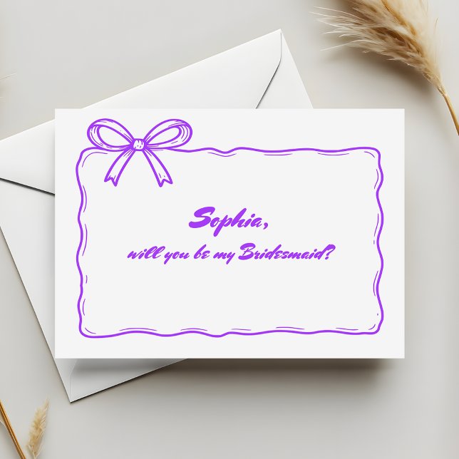 Invitation Jolie Bow De Ruban Violet Serez-Vous Ma Servante D (Créateur téléchargé)