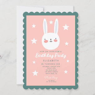 Invitation Jolie Bunny rose vert pourpre Étoiles Anniversaire