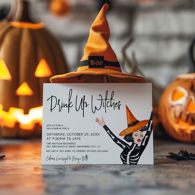 Invitation Jolie 'Buvez les Sorcières' Soirée Filles Hallowee (Créateur téléchargé)