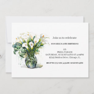 Invitation Jolie Calla Lily Fleurs Anniversaire