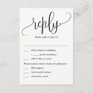 Invitation Jolie calligraphie de réponse de mariage avec des 