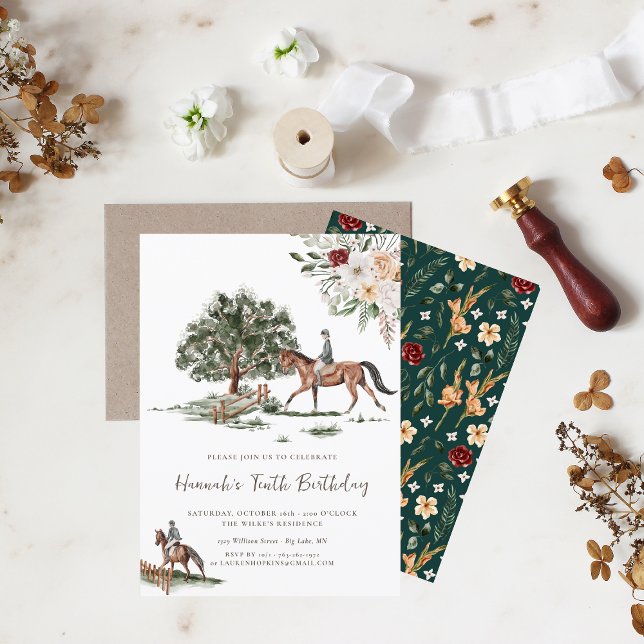 Invitation Jolie Cheval Jockey Riding Anniversaire (Créateur téléchargé)