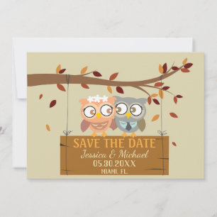Invitation Jolie chouette mariage devant et derrière enregist