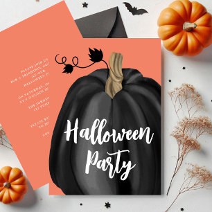 Invitation Jolie citrouille de script orange fête Halloween