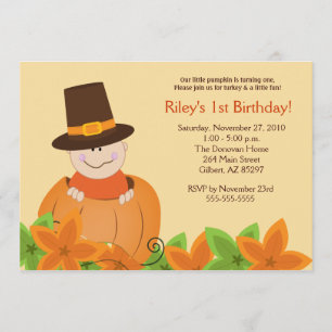 Invitation Jolie Citrouille Thanksgiving 5x7 Anniversaire Inv
