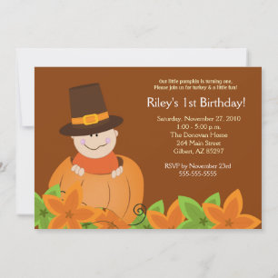 Invitation Jolie Citrouille Thanksgiving 5x7 Anniversaire Inv