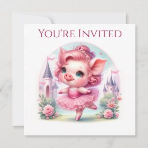 Invitation Jolie cochonne ballerine avec château