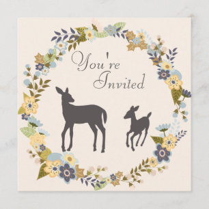 Invitation Jolie couronne de fleurs Deer Baby shower Invitati