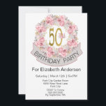 Invitation Jolie couronne de fleurs rose 50e anniversaire<br><div class="desc">Aquarelle rose et gris jolie couronne fleurie 50e anniversaire Invitation pour femmes. Il Est Facile De Changer L'Exemple De Texte En Vous Propre En Cliquant Sur Personnaliser. Cliquez Sur Personnaliser Pour Modifier Le Type De Police, La Couleur De Police, La Taille De Police Ou Pour Ajouter/Supprimer/Modifier Le Texte Ou Les...</div>