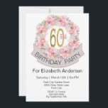 Invitation Jolie couronne florale rose 60e anniversaire Invit<br><div class="desc">Aquarelle rose et gris jolie couronne fleurie 60e anniversaire Invitation pour les femmes. Il Est Facile De Changer L'Exemple De Texte En Vous Propre En Cliquant Sur Personnaliser. Cliquez Sur Personnaliser Pour Modifier Le Type De Police, La Couleur De Police, La Taille De Police Ou Pour Ajouter/Supprimer/Modifier Le Texte Ou...</div>