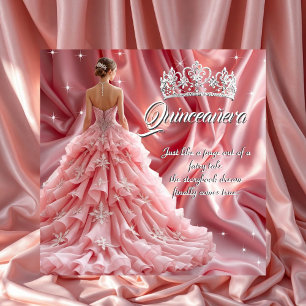 Invitation Jolie Couronne Rose pour Fête d'Anniversaire de Qu