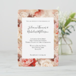 Invitation Jolie crème rose Rose Floral Mariage