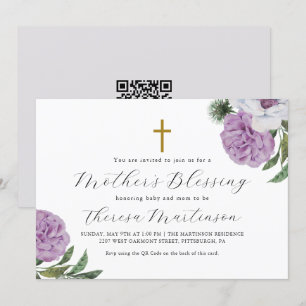 Invitation Jolie Croix Florale de la bénédiction de la mère Q