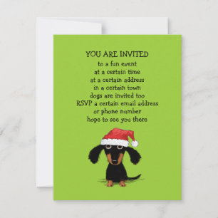 Invitation Jolie dachshund au déguisement de Père Noël à une