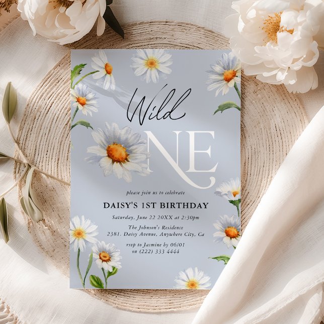 Invitation Jolie Daisy Wild One Fille 1er Anniversaire (Créateur téléchargé)