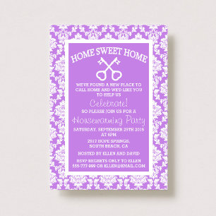 Invitation Jolie Damask Violet Maison Douce Maison Pendaison