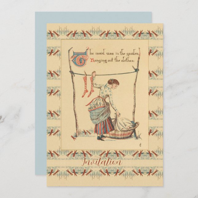 Invitation Jolie Dame Vintage (Devant / Derrière)