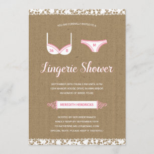Invitation Jolie dentelle Lingerie Fête de l'mariée Invitati
