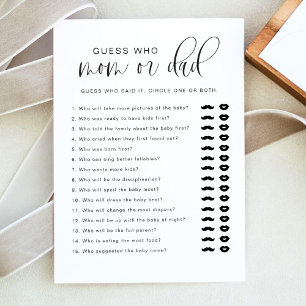 Invitation JOLIE Devis moderne Qui maman ou papa Baby shower 