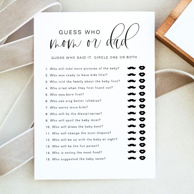 Invitation JOLIE Devis moderne Qui maman ou papa Baby shower  (Créateur téléchargé)