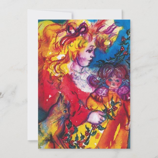 Invitation JOLIE DOLL, rouge bleu jaune rose (Devant)